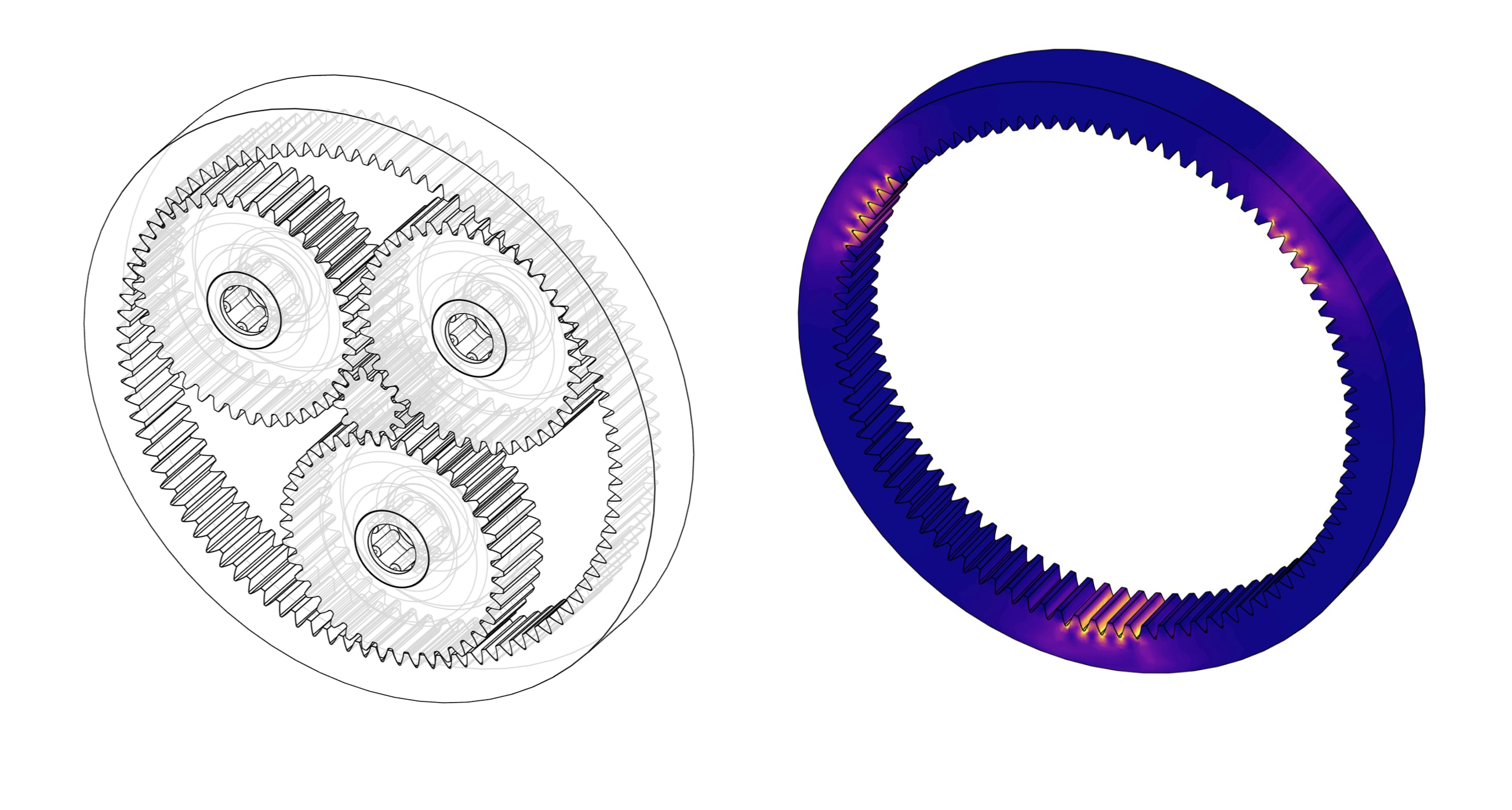 Gear train FEA sim